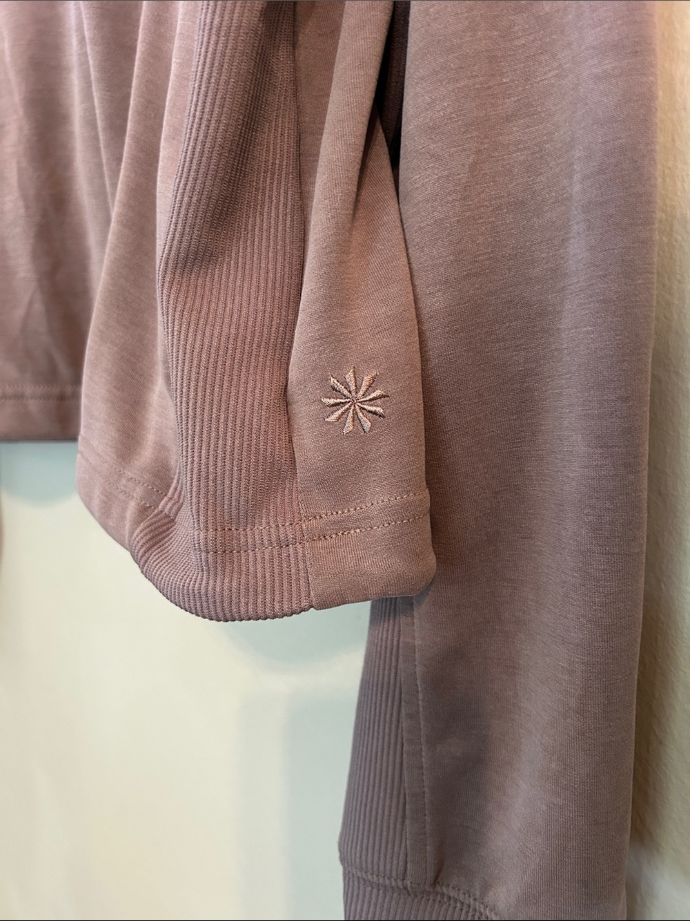 Athleta Seasoft Rib 1/4 Zip Popover Brown Size Small Suede Soft - Picture 4 of 7